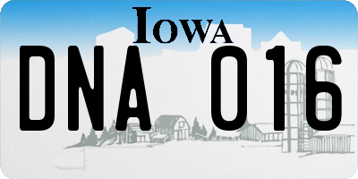 IA license plate DNA016