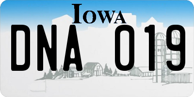 IA license plate DNA019