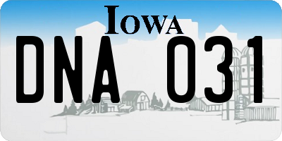 IA license plate DNA031