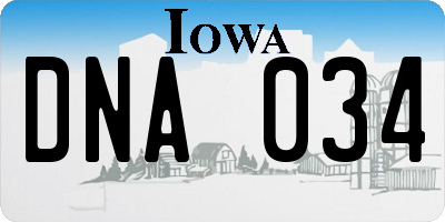 IA license plate DNA034
