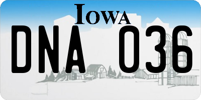 IA license plate DNA036