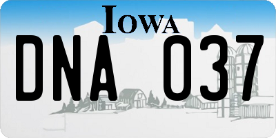 IA license plate DNA037