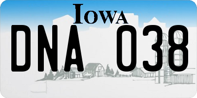 IA license plate DNA038