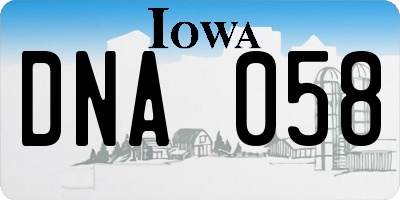 IA license plate DNA058