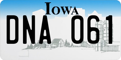 IA license plate DNA061