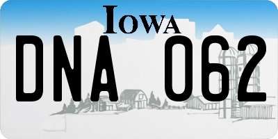 IA license plate DNA062