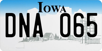 IA license plate DNA065