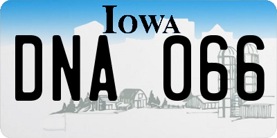 IA license plate DNA066