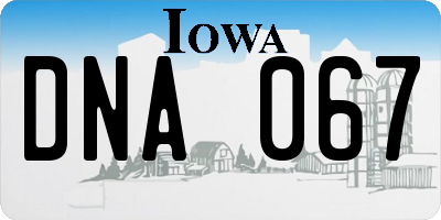 IA license plate DNA067