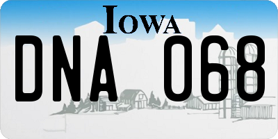 IA license plate DNA068
