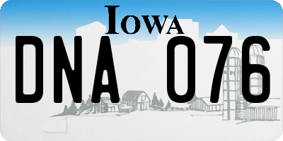 IA license plate DNA076