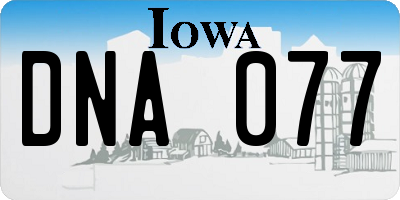 IA license plate DNA077