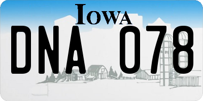 IA license plate DNA078