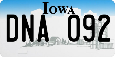 IA license plate DNA092