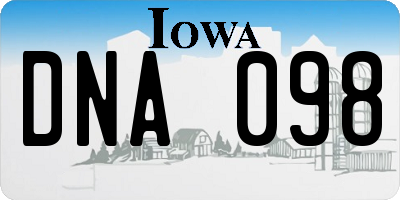 IA license plate DNA098
