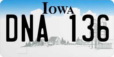 IA license plate DNA136