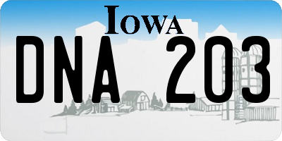 IA license plate DNA203