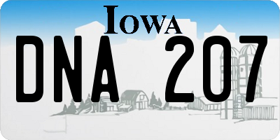 IA license plate DNA207