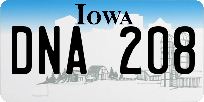 IA license plate DNA208