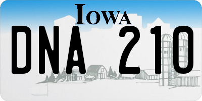 IA license plate DNA210