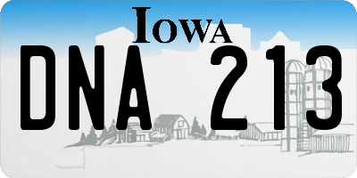 IA license plate DNA213