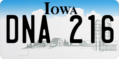 IA license plate DNA216