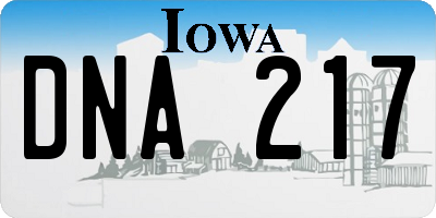 IA license plate DNA217
