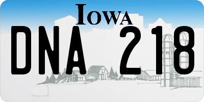 IA license plate DNA218