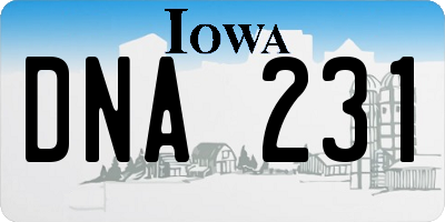 IA license plate DNA231