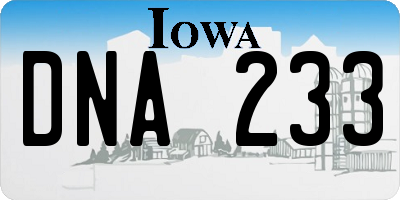 IA license plate DNA233