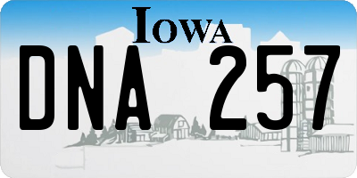 IA license plate DNA257