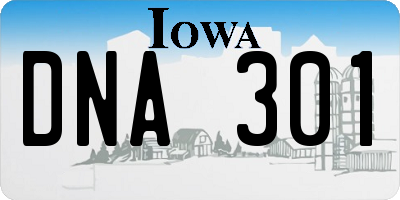 IA license plate DNA301