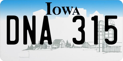 IA license plate DNA315
