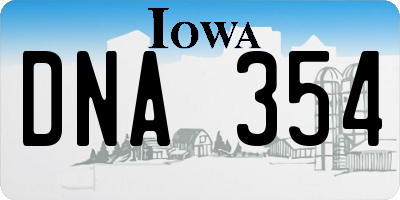 IA license plate DNA354