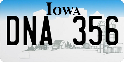 IA license plate DNA356