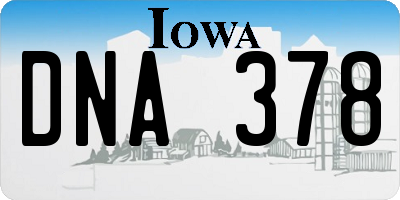 IA license plate DNA378