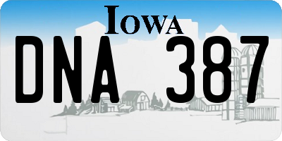 IA license plate DNA387