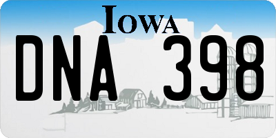 IA license plate DNA398