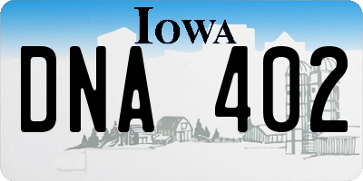 IA license plate DNA402