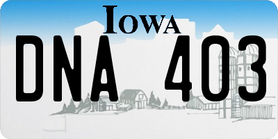 IA license plate DNA403