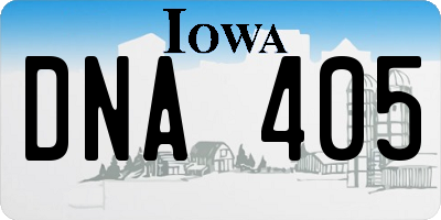 IA license plate DNA405