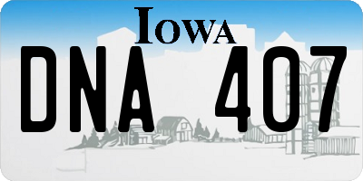 IA license plate DNA407