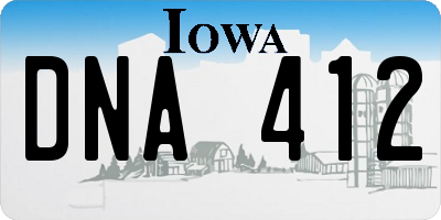 IA license plate DNA412
