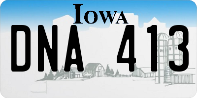 IA license plate DNA413