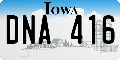 IA license plate DNA416