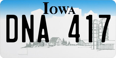 IA license plate DNA417