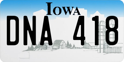 IA license plate DNA418