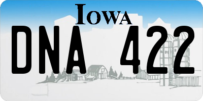 IA license plate DNA422