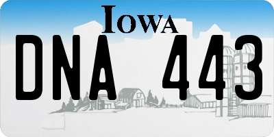 IA license plate DNA443