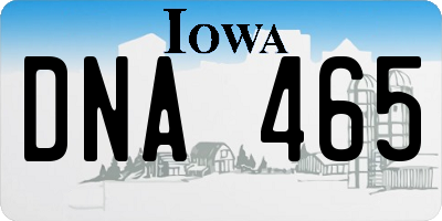 IA license plate DNA465